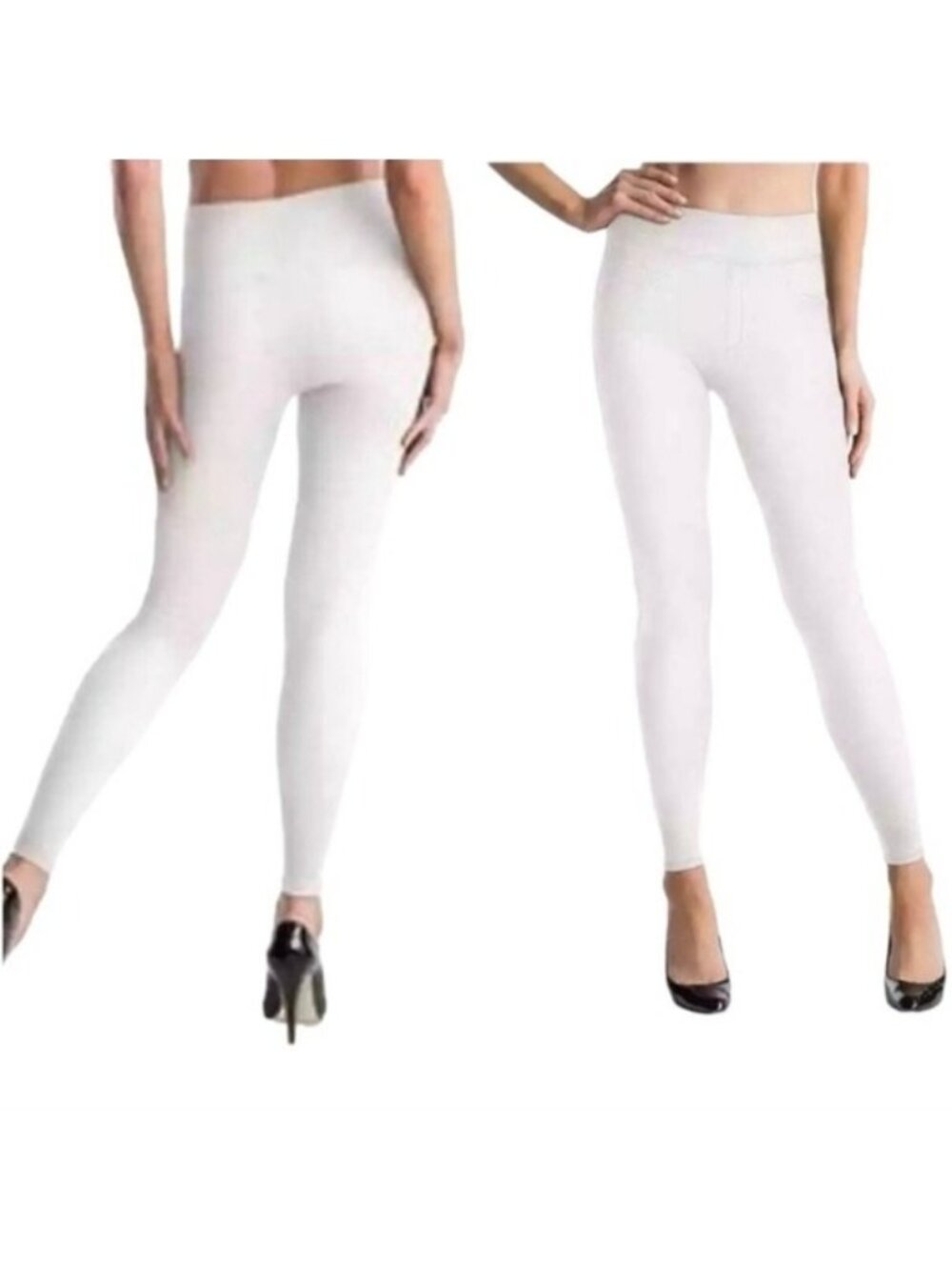 Assets By Spanx White Denim Wash Seamless Leggings New Medium Women's